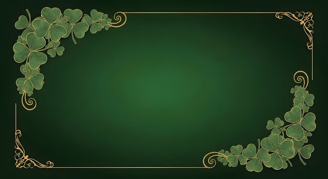 Saint patrick's day green background with shamrock border for irish celebrations and decorations