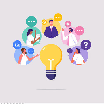 Sharing business ideas concept, collaboration meeting, sharing knowledge, businessman and woman coworker share idea, communication to brainstorm and find solution