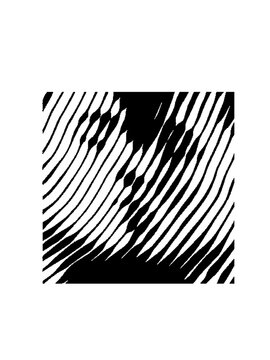 Minimalist glitch-pattern square: stark contrast, distorted geometry