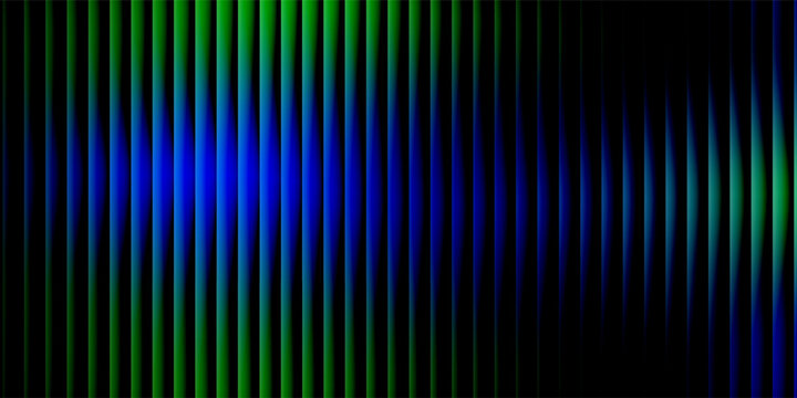 Glass gradient texture with teal and navy ripple pattern and smooth light distortion. Wavy abstract flow, futuristic blur effect, reeded vertical displacement.