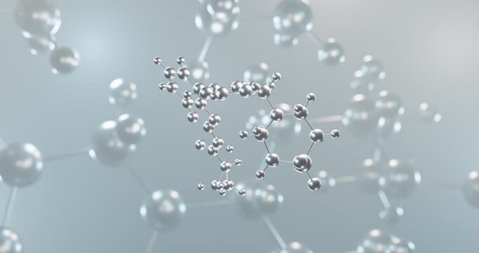 Filgotinib rotating 3d molecule, molecular structure of janus kinase inhibitor seamless video
