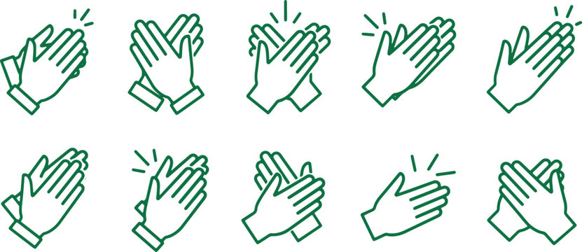 Illustrations of various hand clapping gestures and hand positions