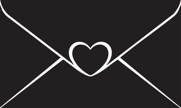 Vector love letter icon, heart shaped seal