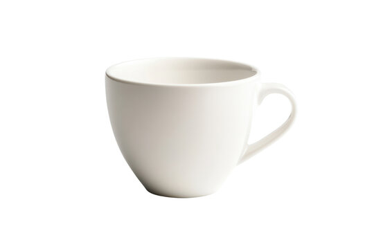 White Ceramic Mug with Smooth Curved Handle on Black Background 1, Isolated On White Background, Png Transparent