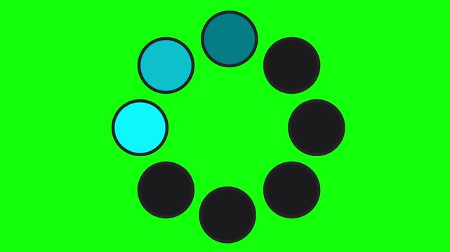 Blue Circular Loading Spinner Animation on Green Screen &ndash; Modern Progress Bar Buffering Icon