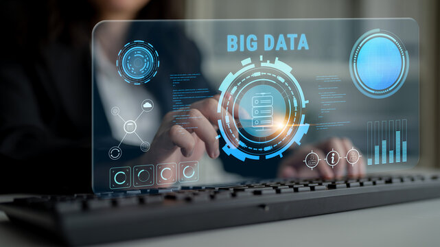 Big Data analytics technology for business intelligence and insights. A concept of processing and visualizing large datasets for strategic decisions. Motif