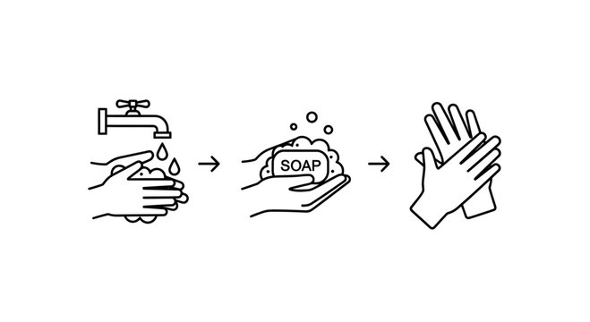 Step-by-step guide to washing hands with soap and water for hygiene and cleanliness