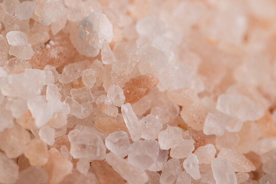 Macro Texture of Pink Himalayan Salt Crystals with Detailed Mineral Structure