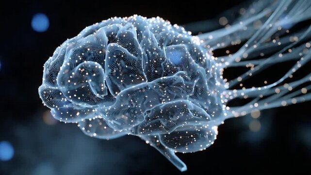 Brain Network: A captivating view of the intricate network of the human brain, showing neural connections and cognitive processes, evokes the marvels of the mind.