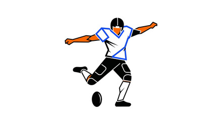 Fototapeta premium American football player kicking ball in action illustration