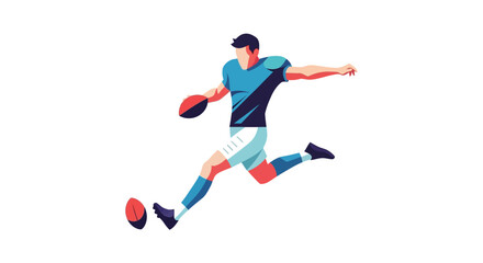 Obraz premium Rugby player kicking ball in motion illustration