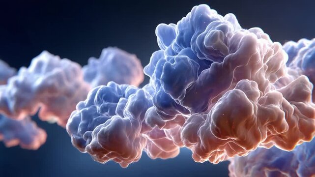 Microscopic World of protein structure: Delving into the intricate universe of biological structures, an artistic, up-close view unveils the fascinating formations. the detailed illustration.