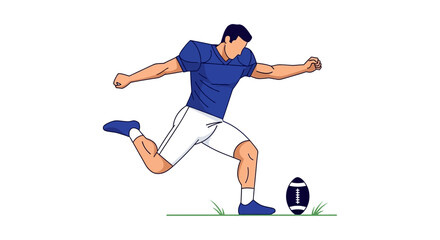 Obraz premium American football player kicking ball cartoon style illustration