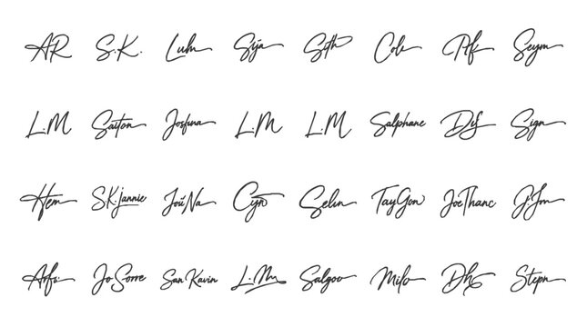Collection of modern executive signatures sleek cursive script styles for business documents and professional use