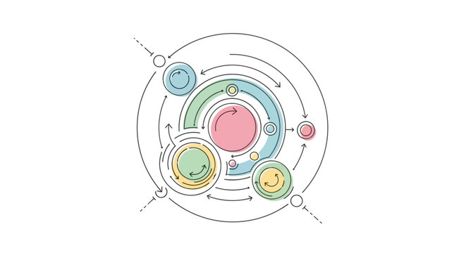 Colorful concentric circles design element.