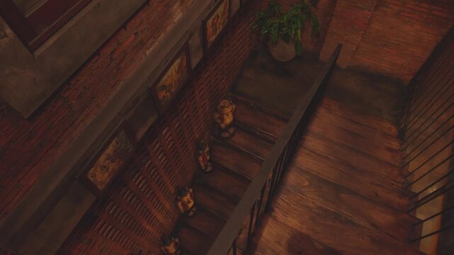 Charming Staircase with Art and Decor