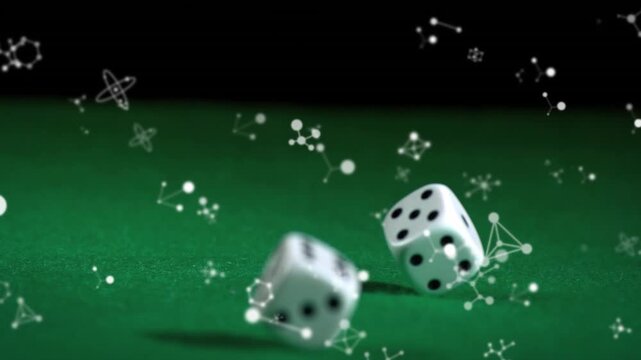 Animation of molecules over dice on game table