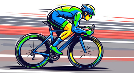 Fototapeta premium Cyclist in motion colorful illustration of a biker on a bike