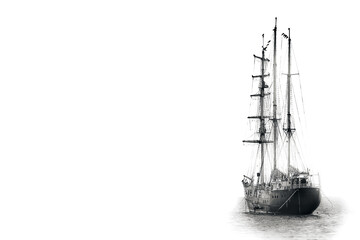 Trauerkarte mit Platz für eine Mitteilung. Darstellung eines alten Segelschiffs.  © Olgierd Kajak