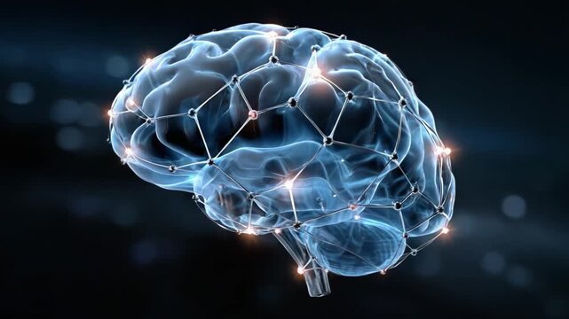 Brain Network: Illuminated connections within the human brain symbolize the power of thought, memory, and cognitive function. A visually striking representation of neural networks.