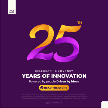 25th anniversary colorful gradient corporate logotype with modern minimal number design