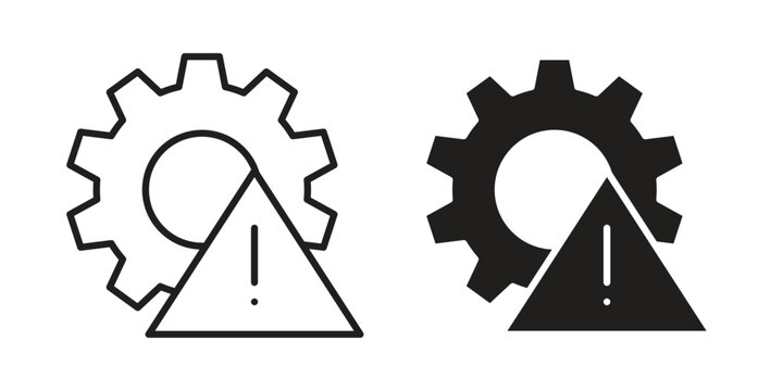 Technical warning icon linear symbol. Vector Designs.