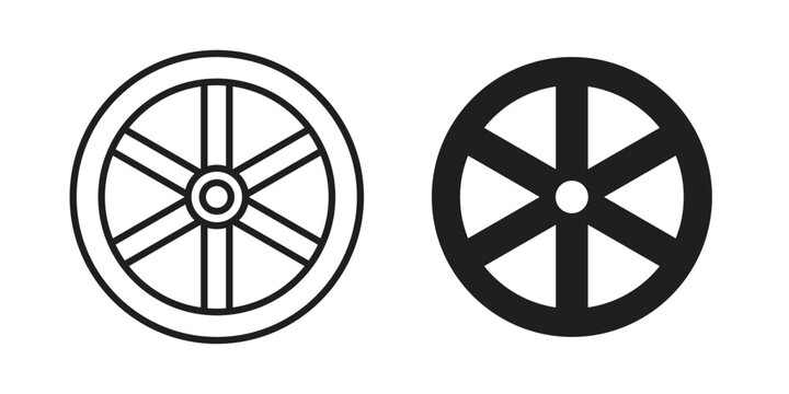 Tire icon linear symbol. Vector Designs.