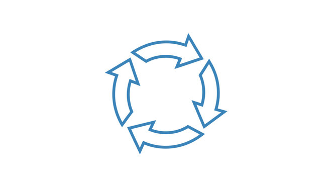Circular arrows representing cyclical processes, progress, or continuous development