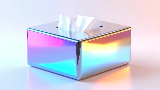 Iridescent tissue box with tissues