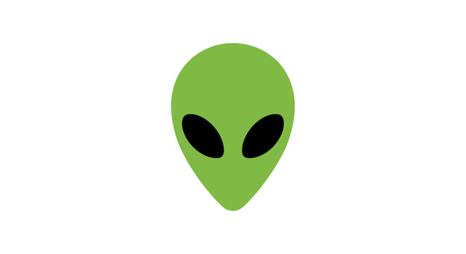 A stylized illustration of an alien face on a white background, minimal and clean