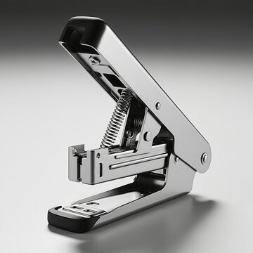 Open Stapler Showing Internal Mechanism, Office Tool Detail, Minimal Background