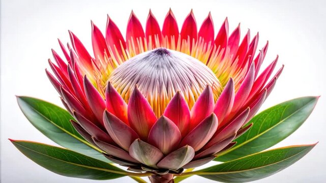 Detailed shot of a blooming King Protea flower, close-up view