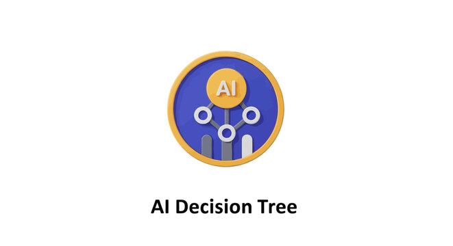 Conceptual illustration of an AI decision tree algorithm model with minimalist style