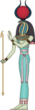 Renenutet . Egyptian hieroglyph and symbol.Isolated figure of ancient egypt god.