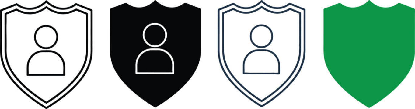Shield icons with user symbols in different colors