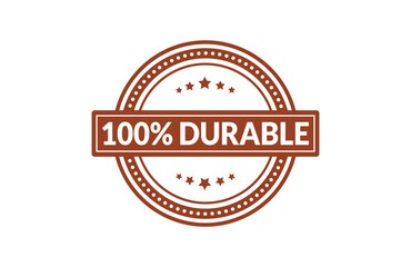 Obraz premium A circular brown emblem featuring five stars and the bold text 100% durable on a white background Vector, illustration Stamp Icon.