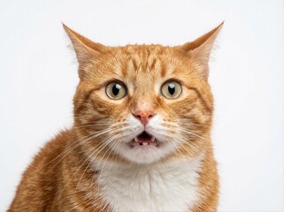 Ginger cat in surprised expression.