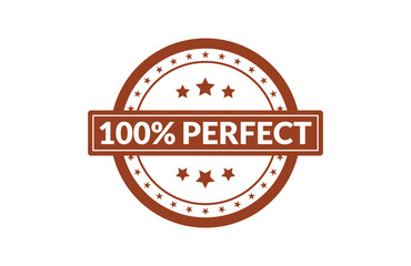 Obraz premium A brown circular stamp design featuring the text 100 percent perfect with decorative star accents Vector, illustration Stamp Icon.