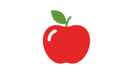 Fototapeta premium A vibrant illustration of a healthy red apple with a green leaf and stem on a white background