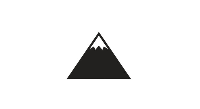 Minimalist mountain icon design featuring a snow-capped peak in simple black and white