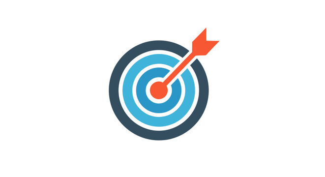 Aimed arrow hitting the center of a target, representing goal achievement