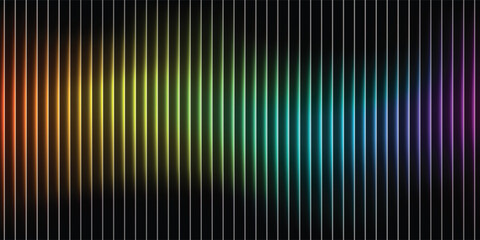 Fototapeta premium A futuristic, banded texture with a fractal glass effect and a smooth, flowing rainbow neon gradient. A bold, dynamic design combines bright colors and geometric visuals. Vector illustration.