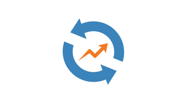 Circular Progress and Rising Trend Concept Depicted with Arrows and a Zigzagging Ascent