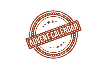Obraz premium A vintage brown circular rubber stamp design with the text advent calendar and decorative stars Vector, illustration Stamp Icon.