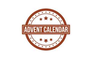 Obraz premium A circular stamp design with a festive brown border featuring stars and advent calendar lettering Vector, illustration Stamp Icon.