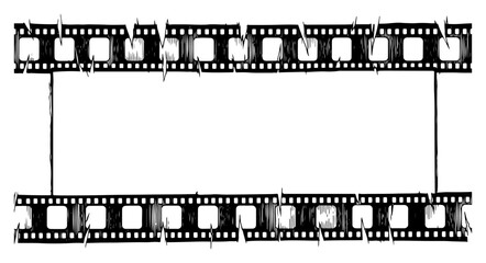 Fototapeta premium Vintage hand drawn film strip frame with distressed edges and movie negative texture