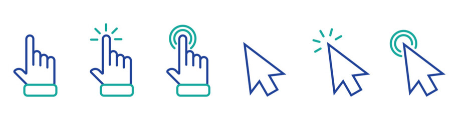 Fototapeta premium Finger Tap and Cursor Click Vector Icons Pack