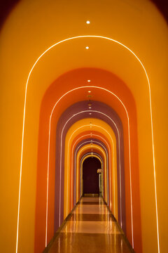 Colorful LED Light Tunnel ,Festival of Lights ,Illuminated of curve line light.