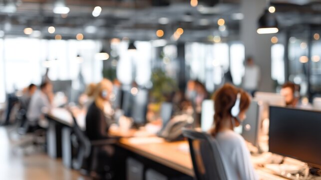 Blurred office environment with people working