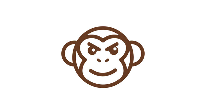 Minimalist Illustration of a Monkey Face Design for Logos, Emblems, and Decorative Projects